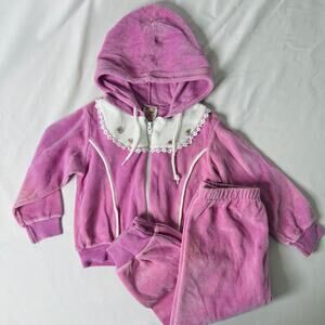 Vintage 1980s Teddy Bears by Kleinert's Purple Floral Velour Track Suit Sz 4